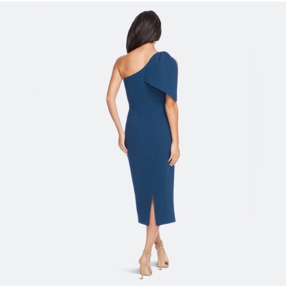 Dress the Population Tiffany One-Shoulder Midi Dress Peacock Blue Size XS NWT - Picture 3 of 7